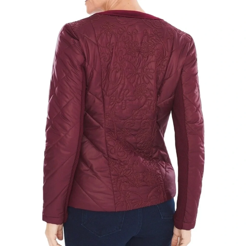 Chico's Zenergy Velvet Trim Jacket Size 0 Long Sleeve Zipper Front Open Front - Picture 2 of 11